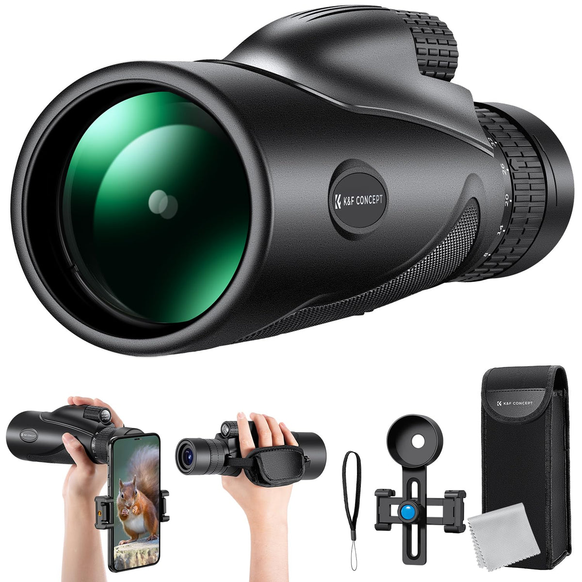 K&F Concept 8-32X50 monocular front view for travel-friendly observation