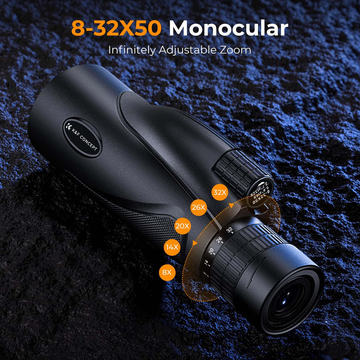 K&F Concept monocular side-dial view highlights easy dual focus operation
