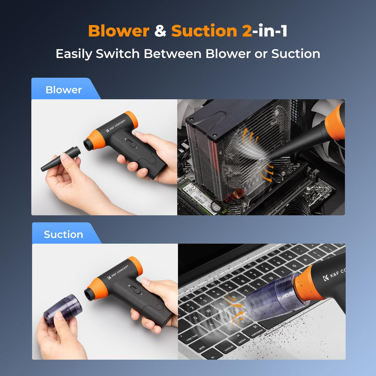 K&F CONCEPT speed slider and controls showing adjustable airflow benefit