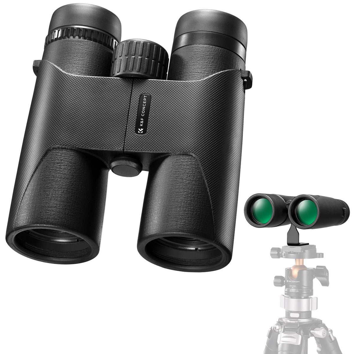 K&F CONCEPT front view showing compact binoculars and benefits for travel