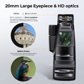 K&F CONCEPT lifted eyepiece highlighting comfortable viewing with glasses