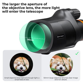 K&F CONCEPT monocular held in hand to show scale and one-handed use benefit