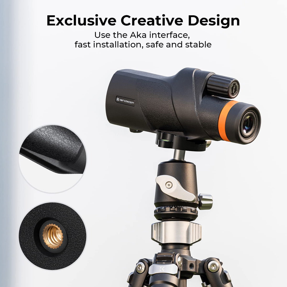 K&F CONCEPT monocular attached to tripod for steady long-duration viewing benefit
