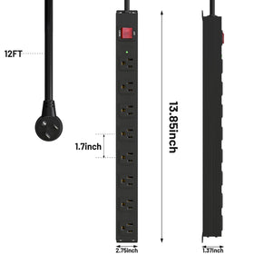 KF wall-mount metal power strip prepared for secure under-desk or wall installation