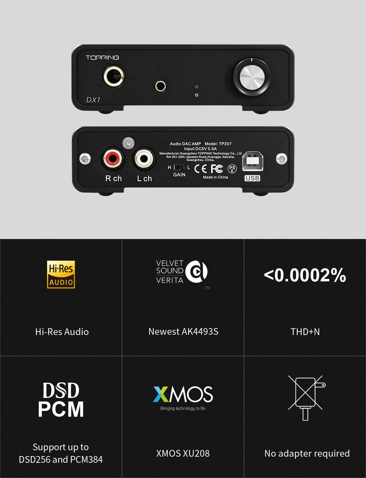 KGUSS DX1 with 6.35 mm and 3.5 mm outputs for versatile headphone connections.