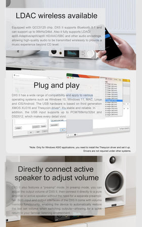 KGUSS DX5II LDAC wireless capability expands listening options.