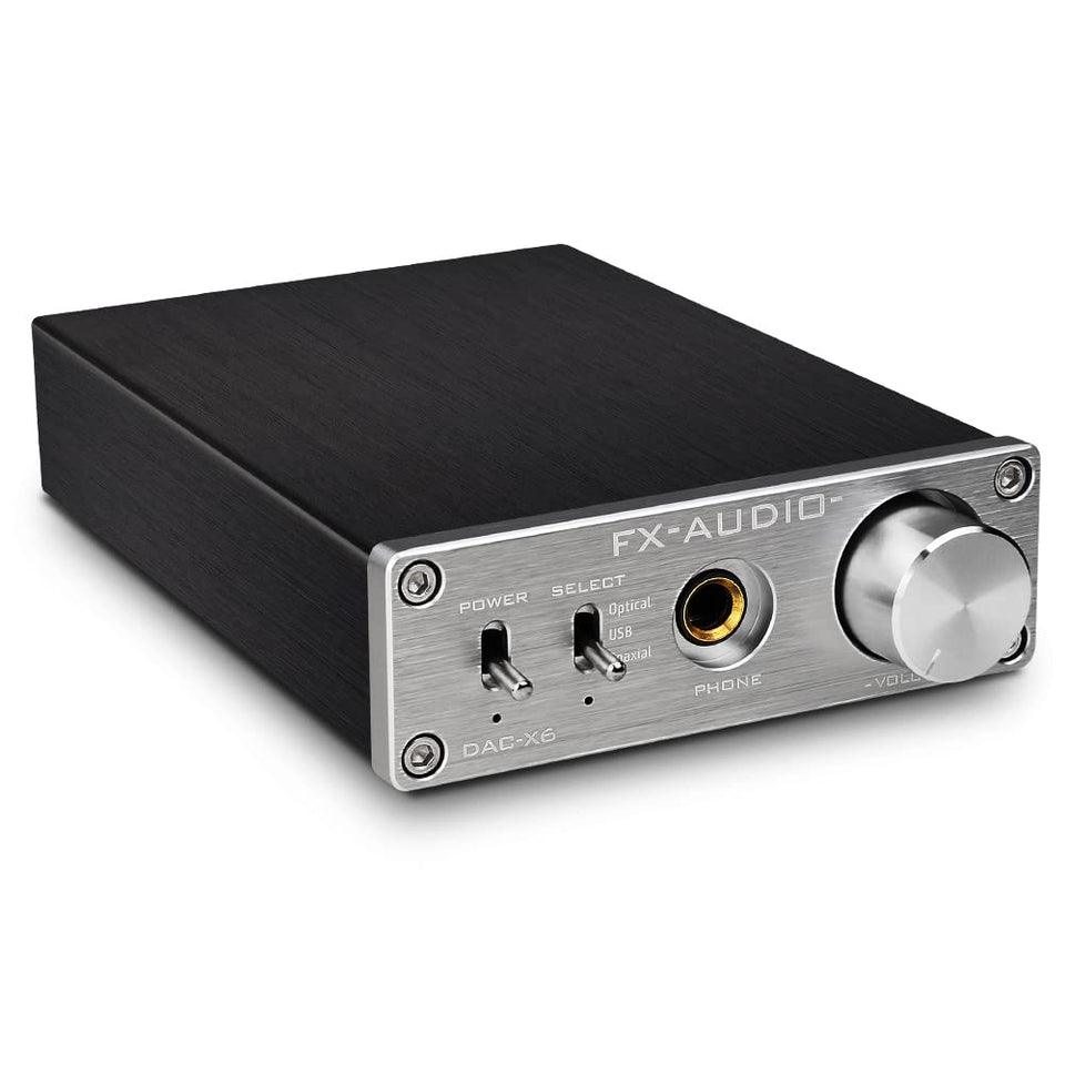 KGUSS FX-Audio DAC-X6 front view highlights compact, desk-friendly design.
