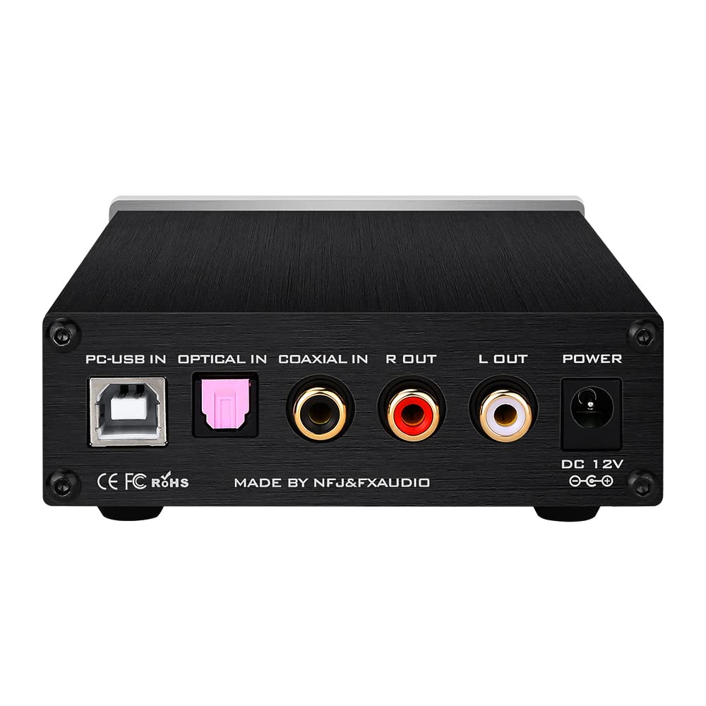 KGUSS FX-Audio DAC-X6 rear panel shows USB, coaxial, and optical inputs.