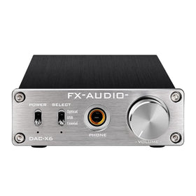 KGUSS FX-Audio DAC-X6 side view emphasizes slim profile for small setups.