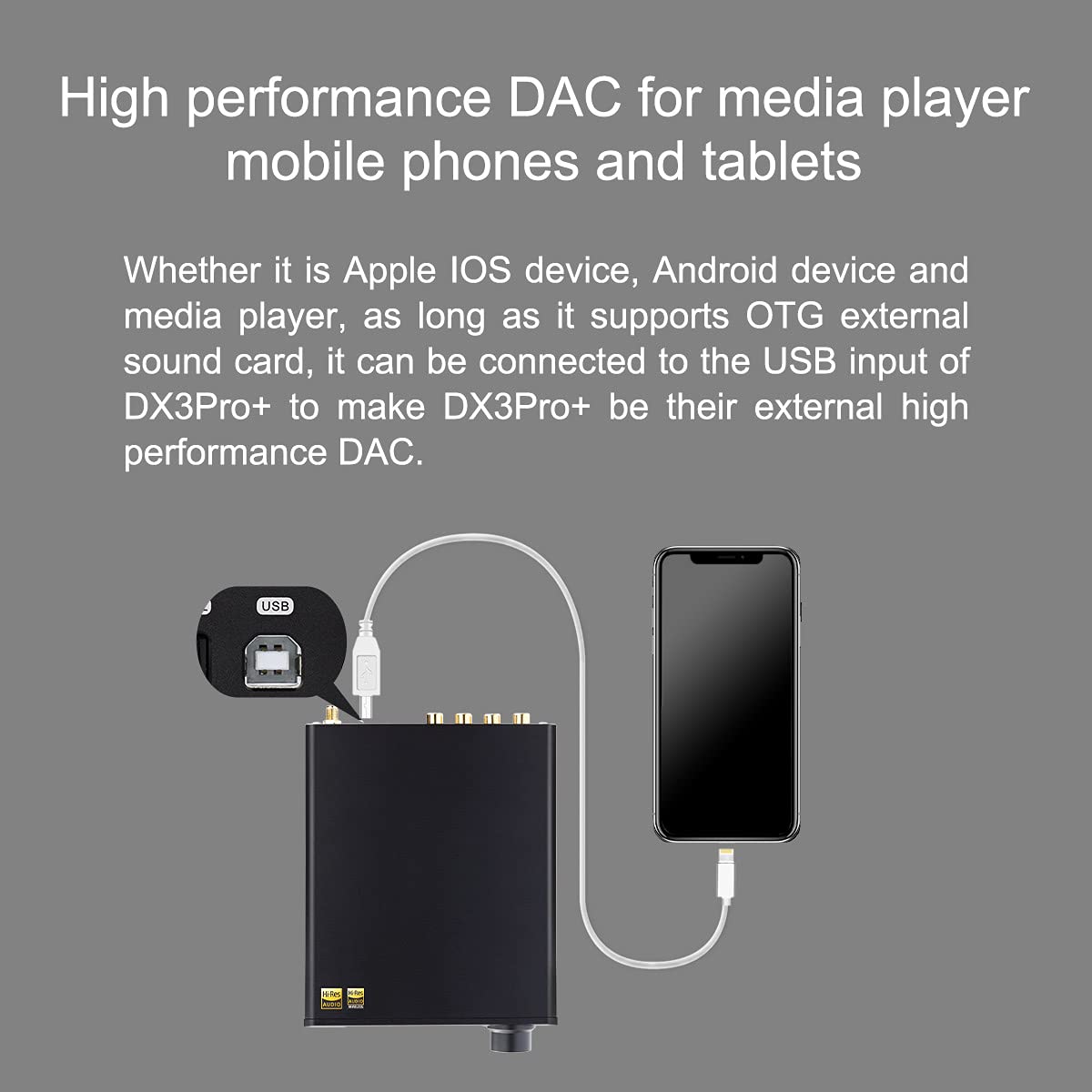 KGUSS Topping DX3Pro+ Bluetooth status LED signals wireless streaming readiness.