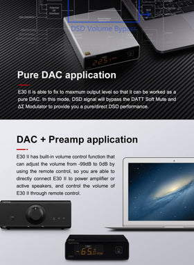 KGUSS Topping E30 II DSD Direct mode enables faithful DSD playback.