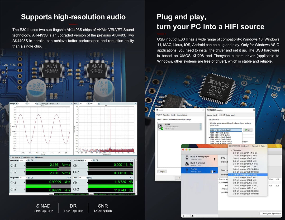 KGUSS Topping E30 II optical input ready to connect diverse digital sources.