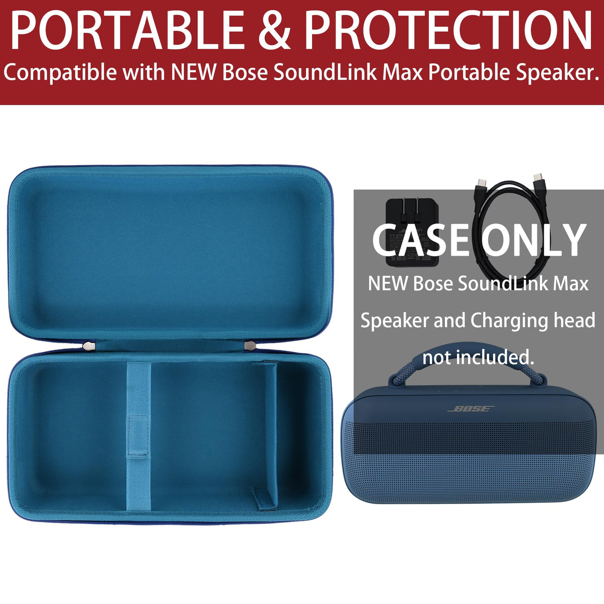 Khanka Bose SoundLink Max case interior velvet lining protects the speaker during carry