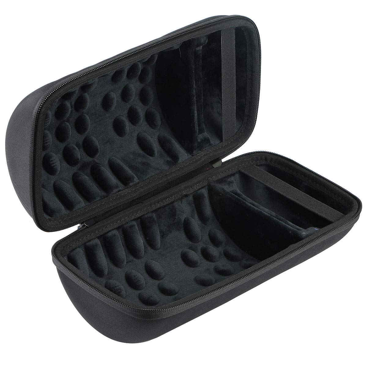 khanka hard case open showing soft interior lining protecting the speaker