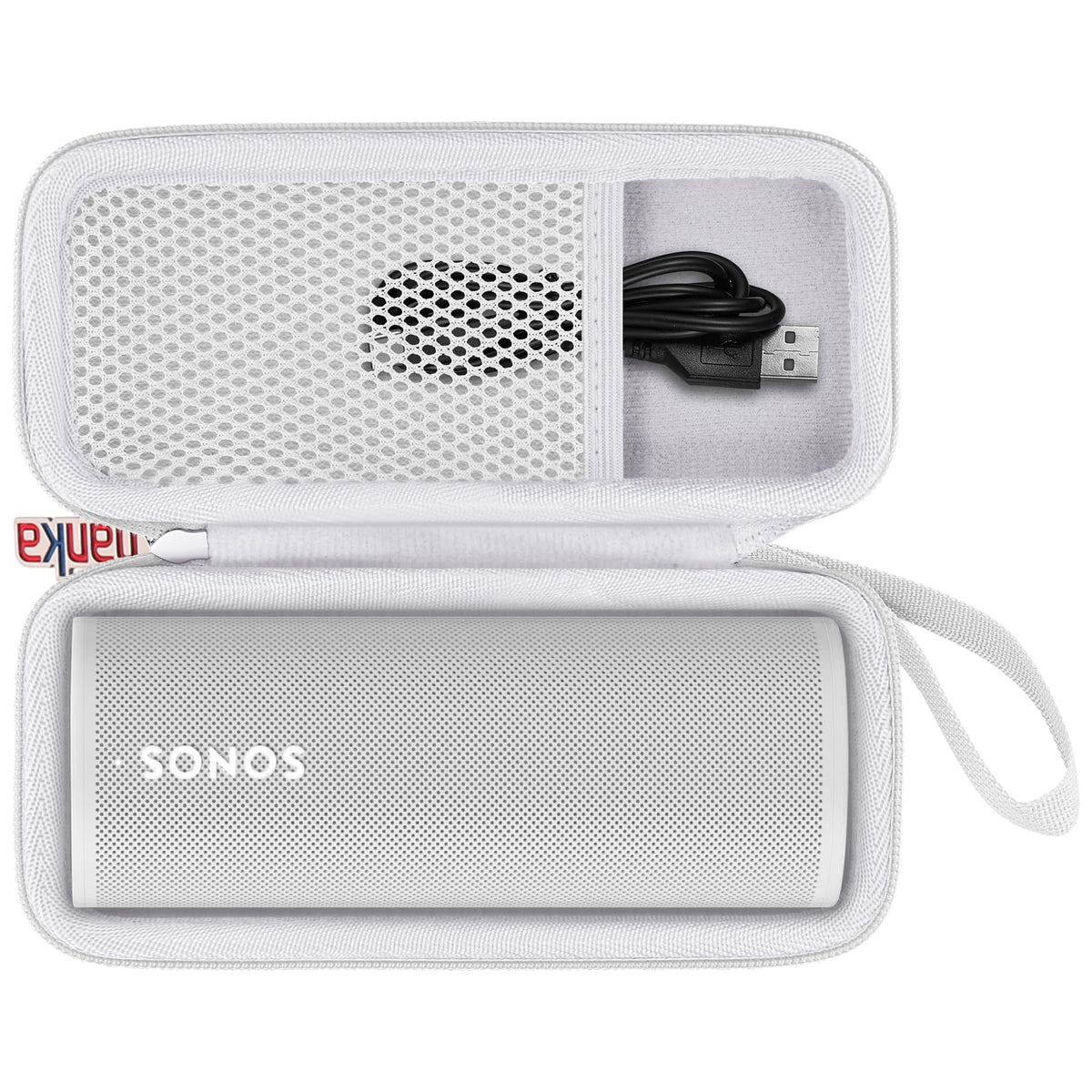 Khanka zipper design on Sonos Roam case for easy access