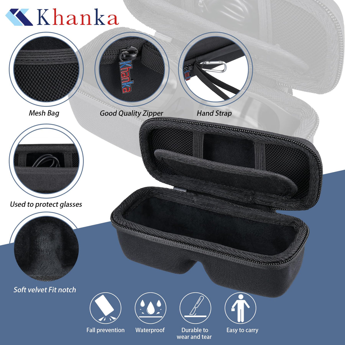 Internal buckle system on Khanka XREAL case secures glasses