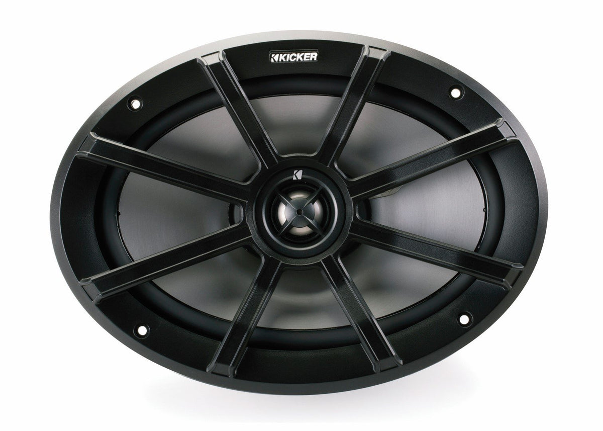 KICKER 40PS694 6x9 side view highlighting rugged weatherproof build for outdoor rides