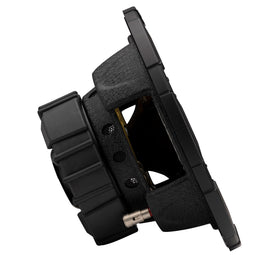 KICKER 43C84 back-plate-voice-coil close-up shows deep bass with minimal distortion.