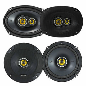 KICKER 46CSC654 coaxial 6.5-inch front view, delivering strong bass potential.