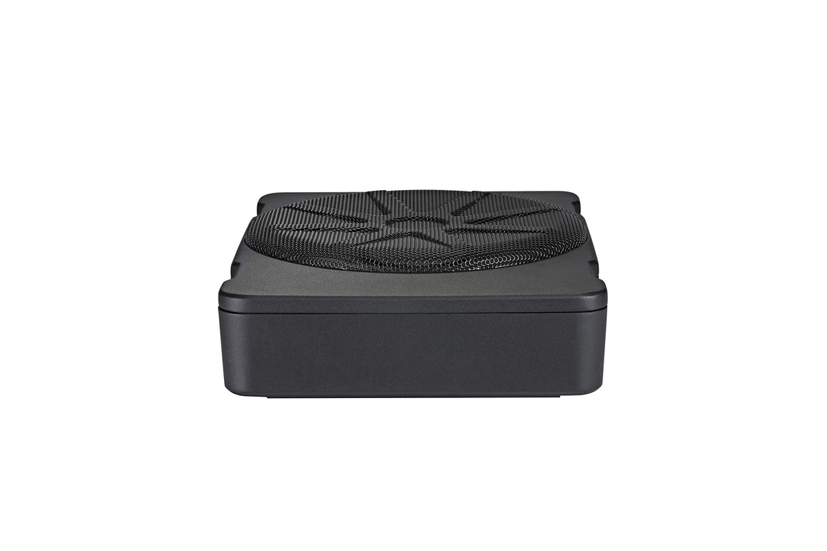KICKER 46HS10 in-vehicle installation demonstrating space-saving design