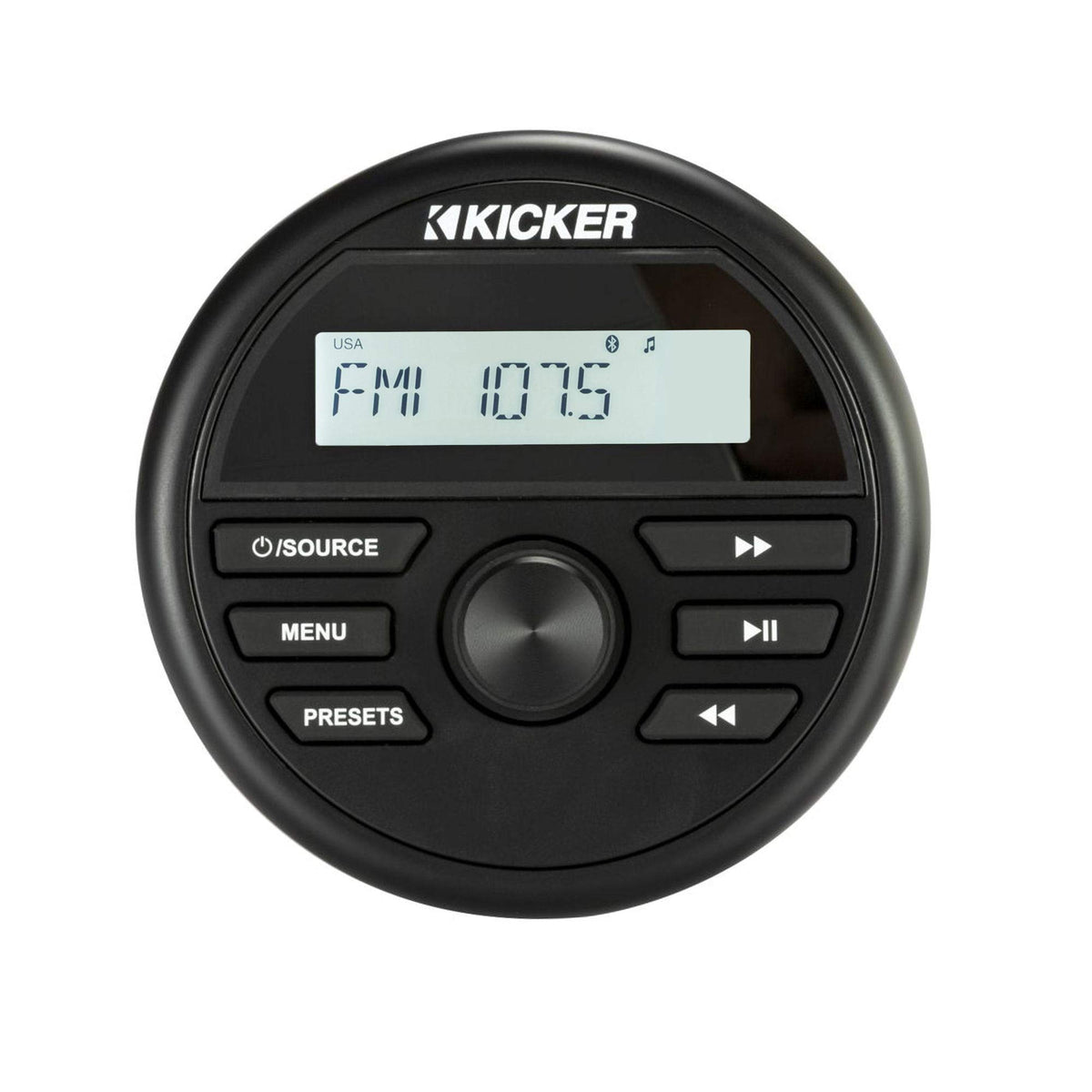 KICKER 46KMC2 weather-resistant gauge display for marine dashboards with clear visibility.