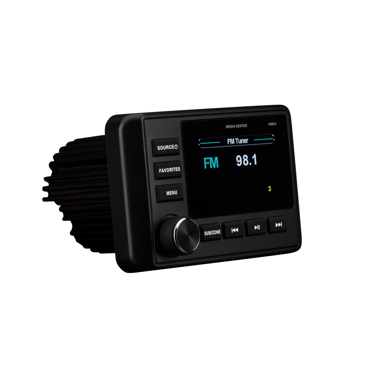 KICKER 46KMC4 USB charging port for powering devices on the road