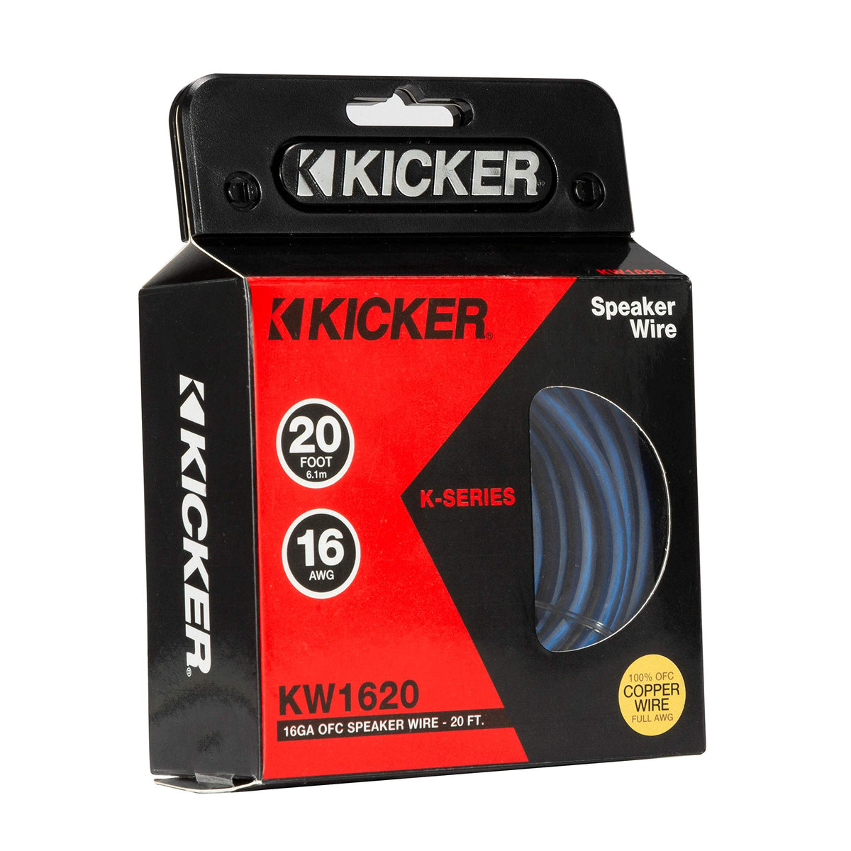 Kicker 46KW1620 Frost Clear rounded wire for flexible routing.