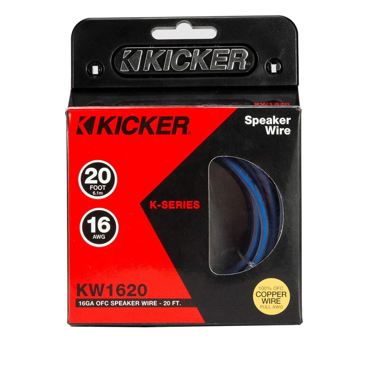 Kicker 46KW1620 silver-tinned, oxygen-free wire with strong signal transfer.