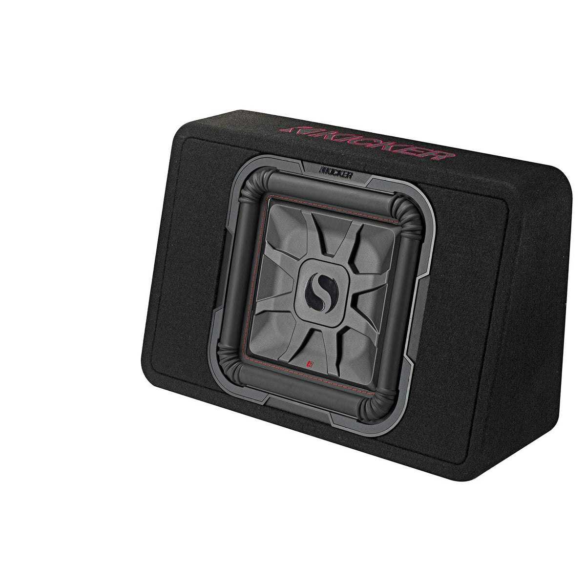 KICKER 46TL7T122 thin-profile enclosure demonstrates space-saving mounting
