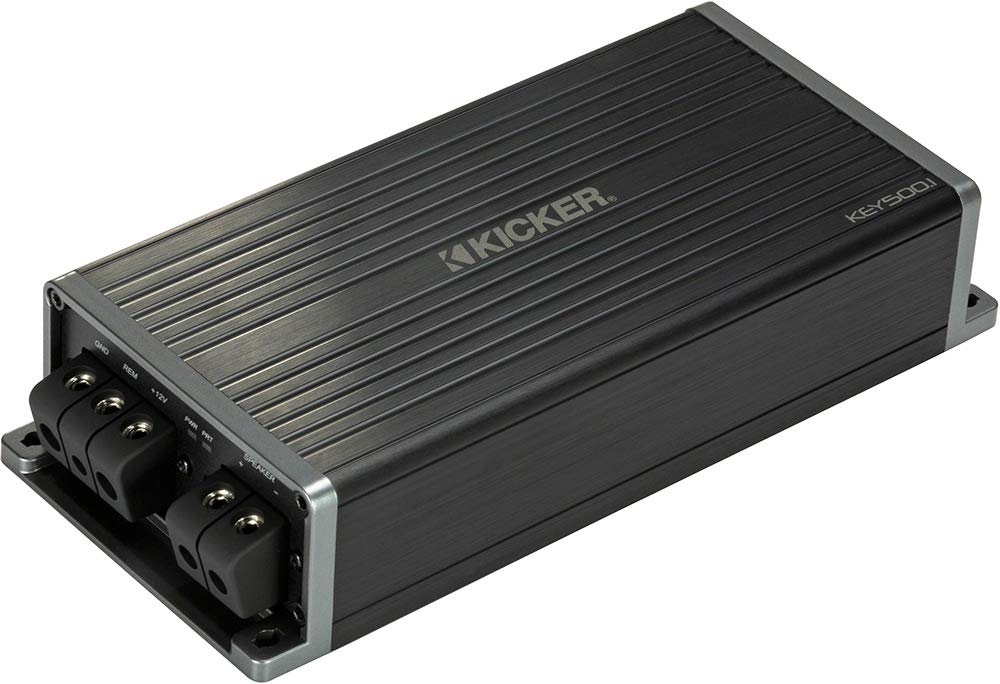 KICKER 47KEY5001 front view demonstrates a clean, space-efficient installation that boosts audio clarity.