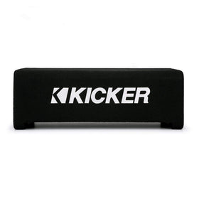 KICKER 48CDF104 Comp 10-inch subwoofer featuring 360-degree back bracing for rigidity.