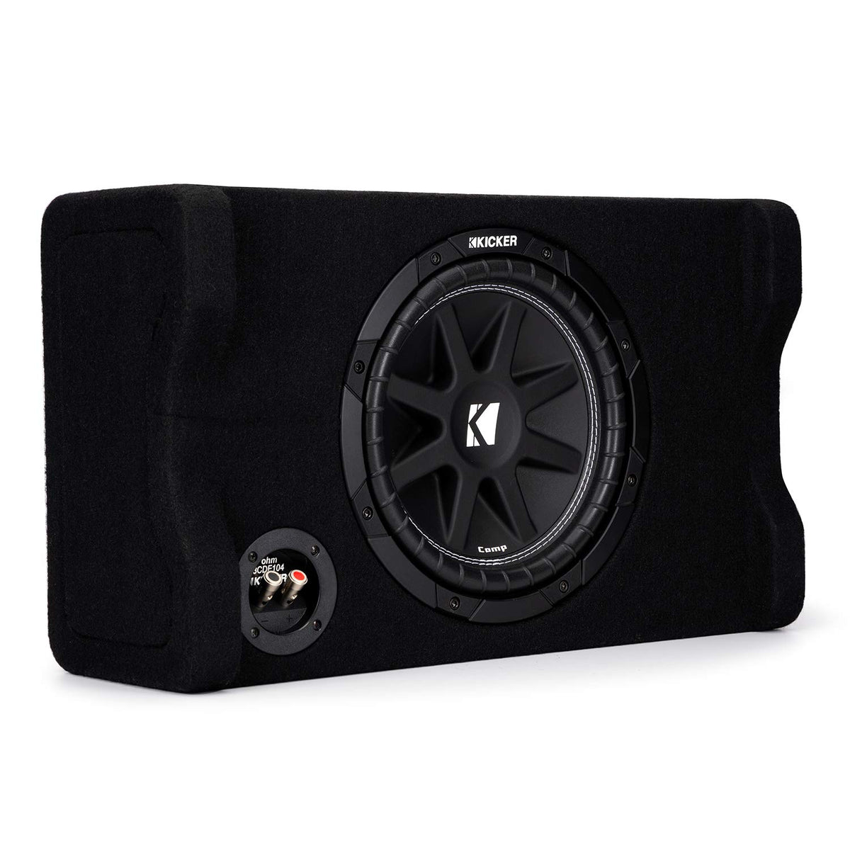 KICKER 48CDF104 Comp 10-inch subwoofer offers a compact footprint ideal for tight trunks.