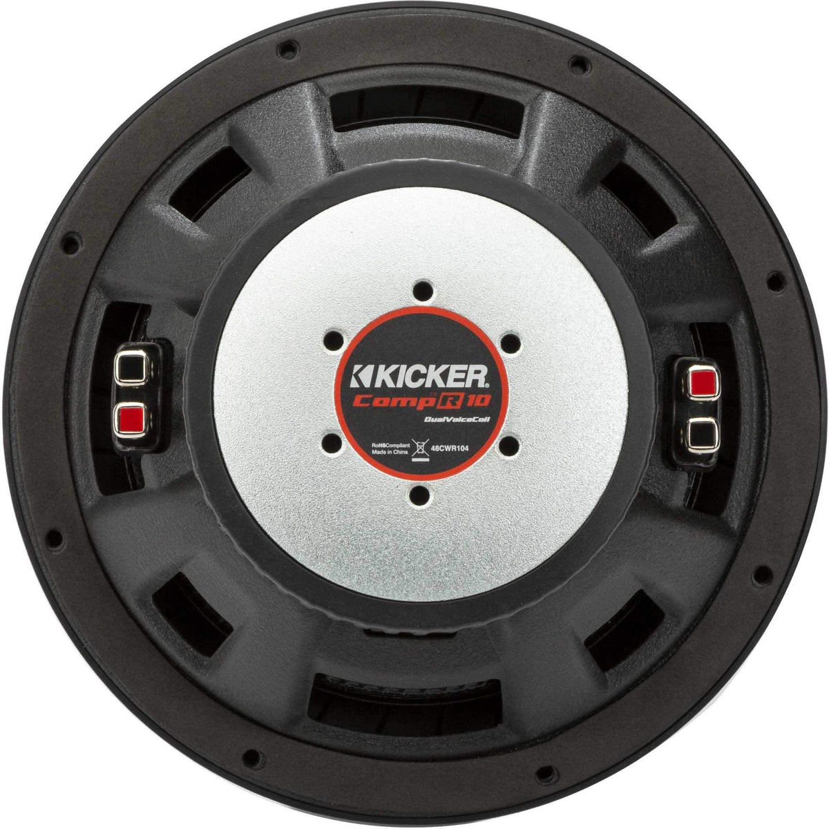 KICKER CompR 2ohm DVC design enabling flexible wiring for boosted bass in cars