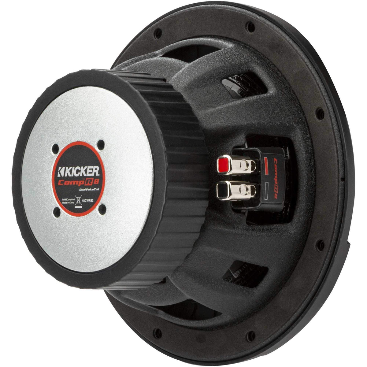 KICKER 48CWR82 Santoprene surround enables large excursion and clean bass.