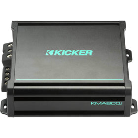 KICKER 48KMA8001 mono sub amplifier side profile suited for tight spaces in cars or trucks.
