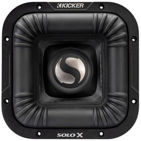 KICKER 49L7X82 SoloX L7X dual 2-ohm subwoofer exterior for powerful, precise bass.