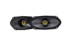 KICKER front view pair showing flush-fit design and improved sound