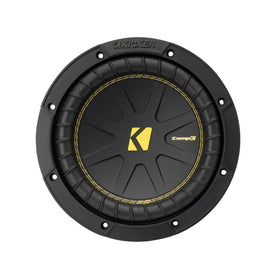 KICKER 50CWCD84 CompC 8 dual voice coil label indicates flexible wiring options.