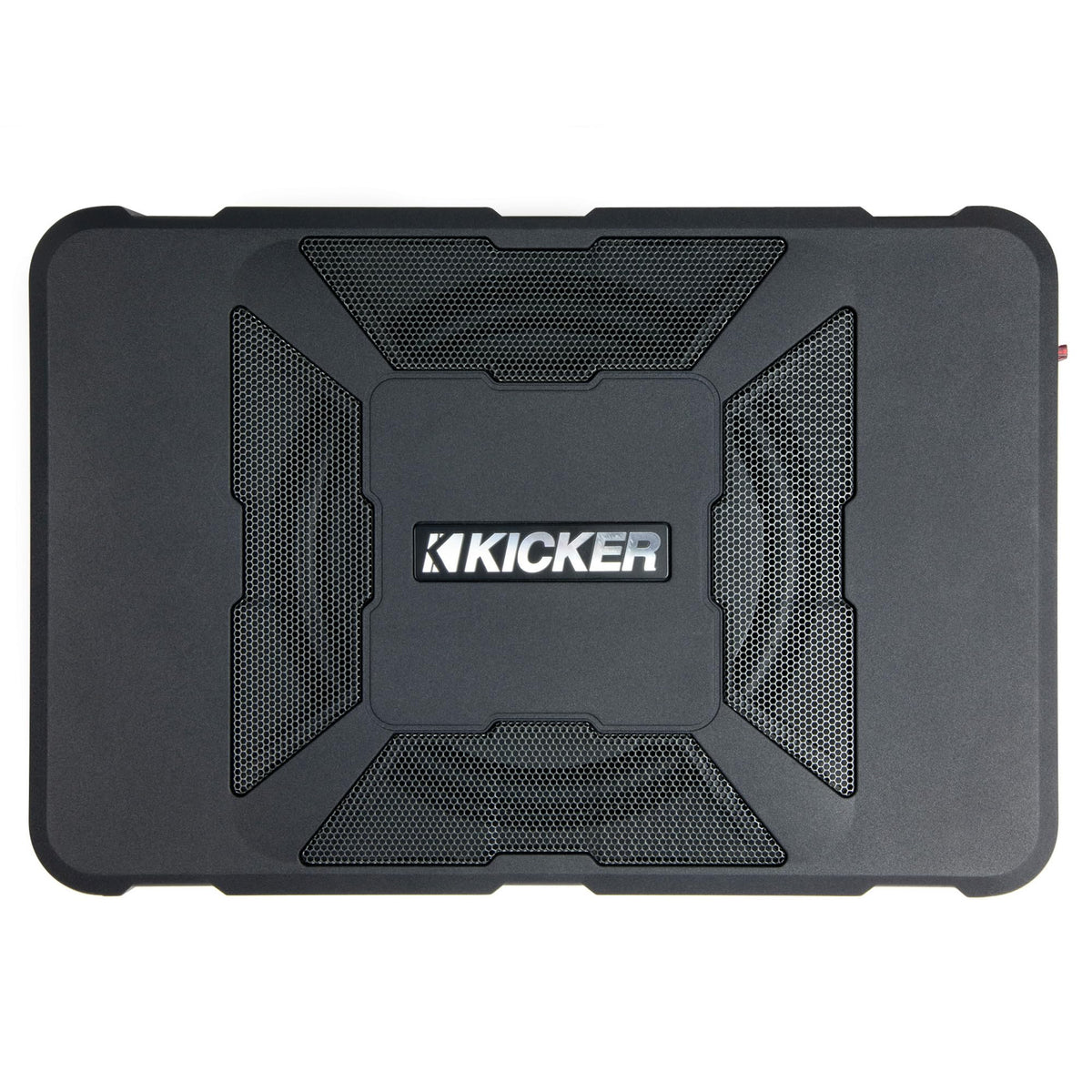 KICKER 51HS8 Hideaway front view delivering deep bass from a compact enclosure.