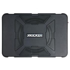 KICKER 51HS8 Hideaway front view delivering deep bass from a compact enclosure.