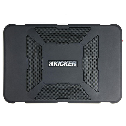 KICKER 51HS8 Hideaway front view delivering deep bass from a compact enclosure.