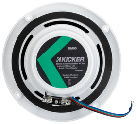 KICKER 51KM604WL white grille stays bright and fade-resistant.