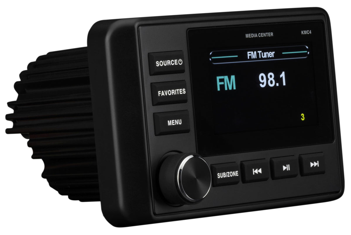 KICKER 51KMC4 gauge panel for durable in-vehicle audio with Bluetooth.