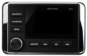 KICKER 51KMC4 full-color LCD display shows track info, caller IDs, and menu options.