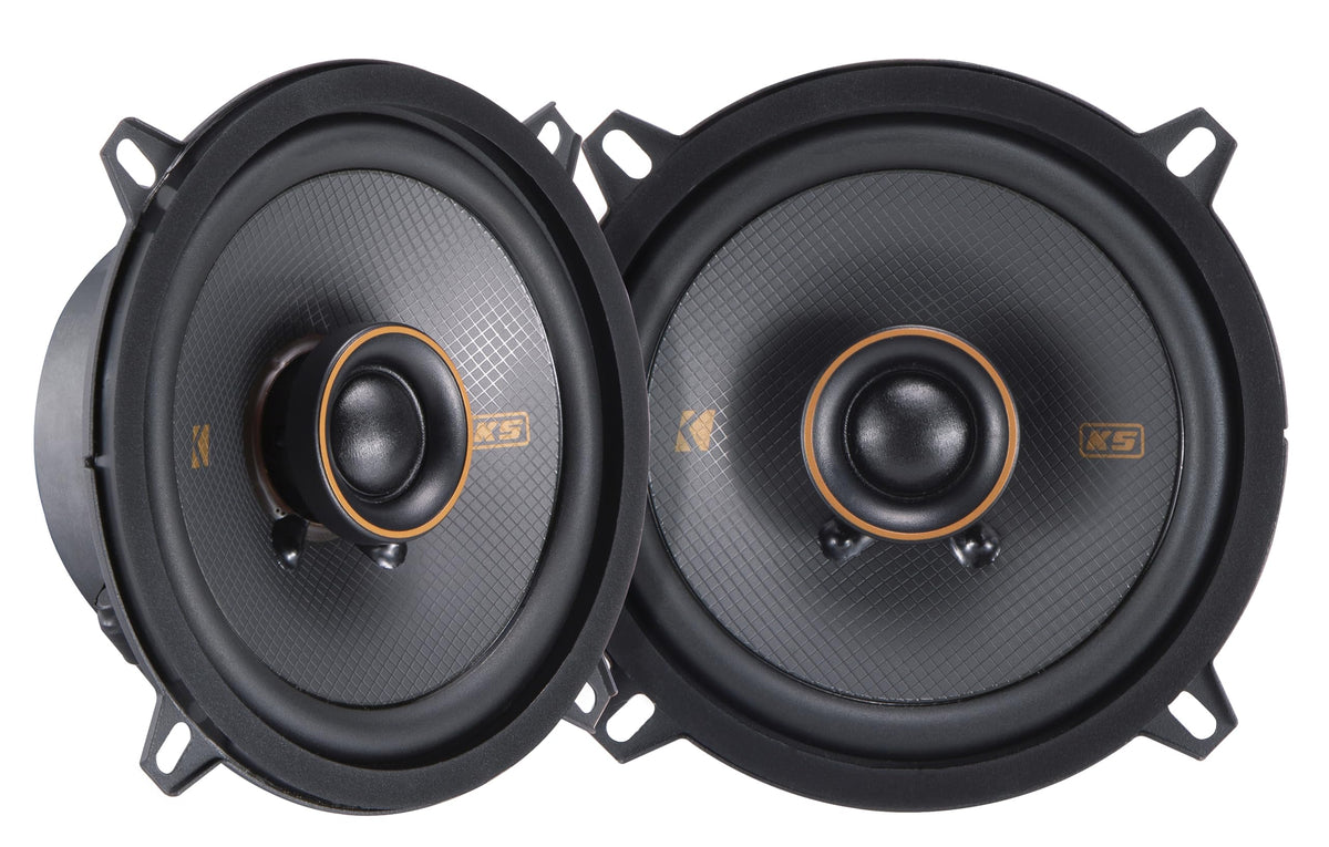 KICKER 51KSC504 coaxial speaker front view showing compact design and fitment potential