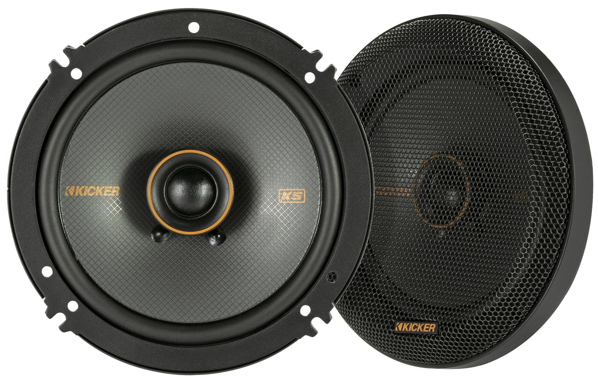KICKER 51KSC6504 coaxial speakers front view with balanced sound