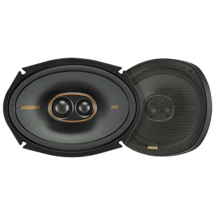 KICKER 51KSC69304 6x9 coaxial speakers deliver clear mids and punchy bass.