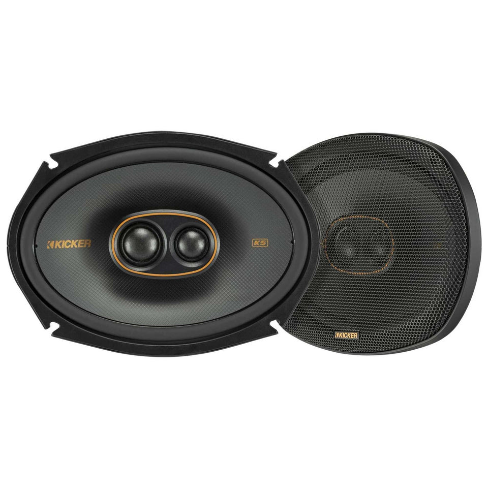 KICKER 51KSC69304 6x9 coaxial speakers deliver clear mids and punchy bass.