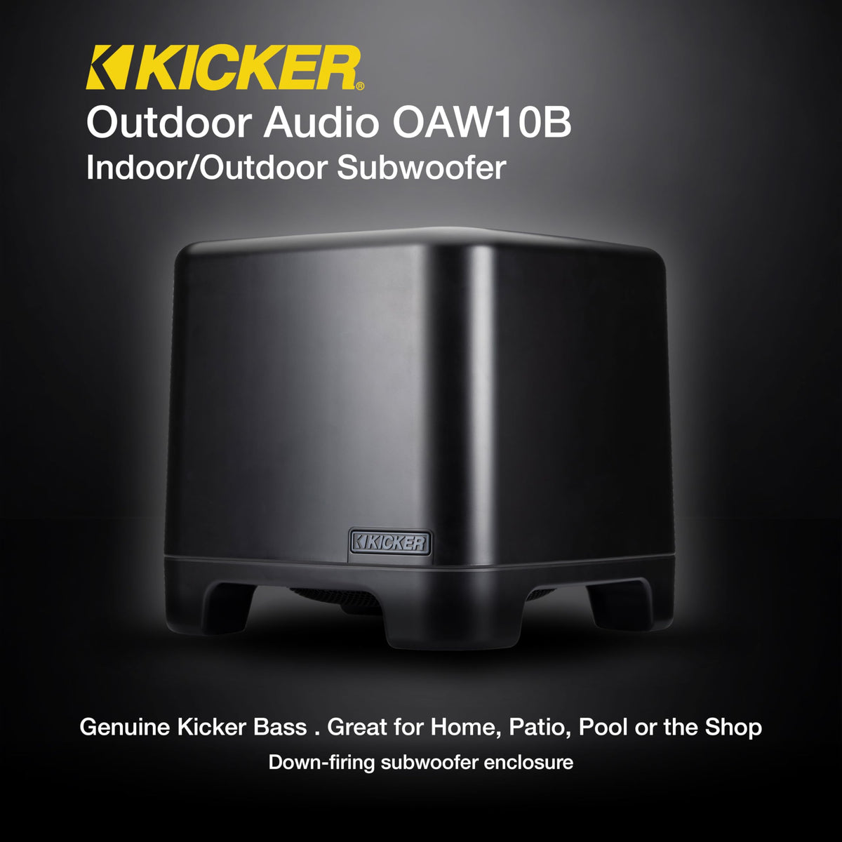 KICKER 51OAW10B anti-theft eye bolt secures outdoor setup.