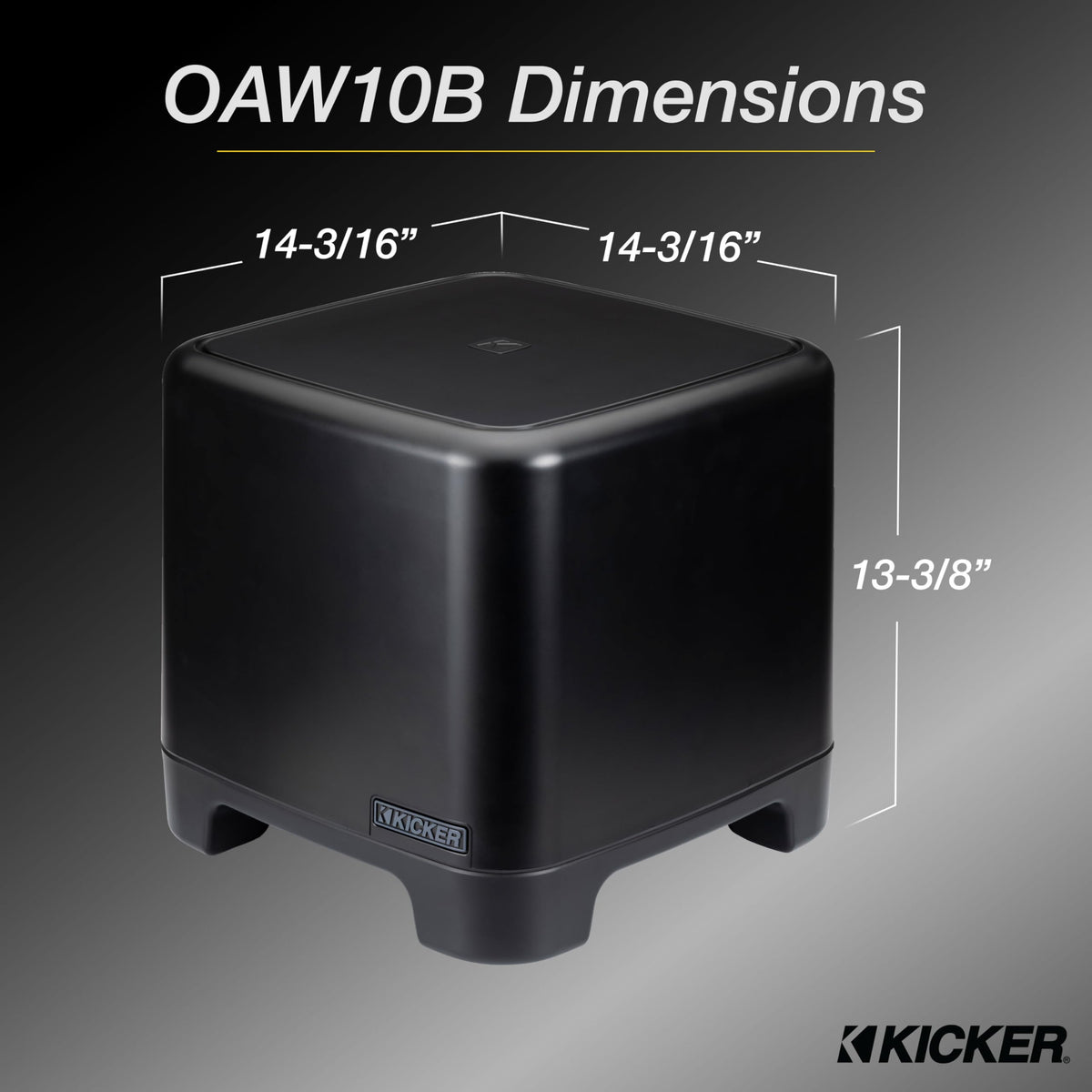 KICKER 51OAW10B down-firing woofer delivers concert-like bass.